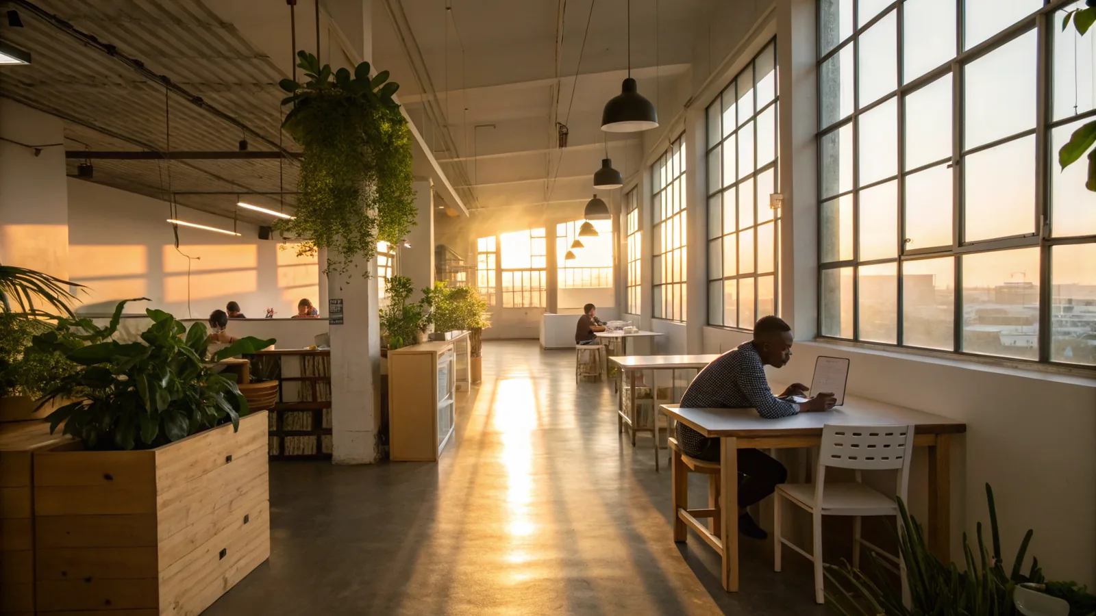The CASH ZA office in the late afternoon, with the support team at work.
